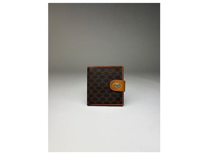 Edge Céline Vintage Celine Macadam Canvas Bifold Wallet Brown Tan - view 10