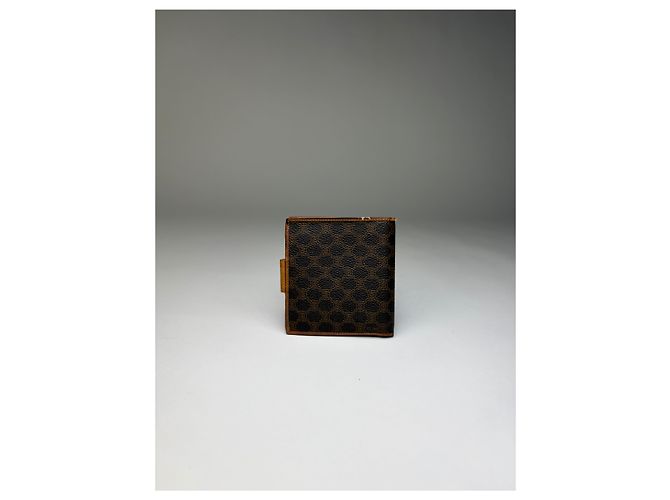 Edge Céline Vintage Celine Macadam Canvas Bifold Wallet Brown Tan - view 11