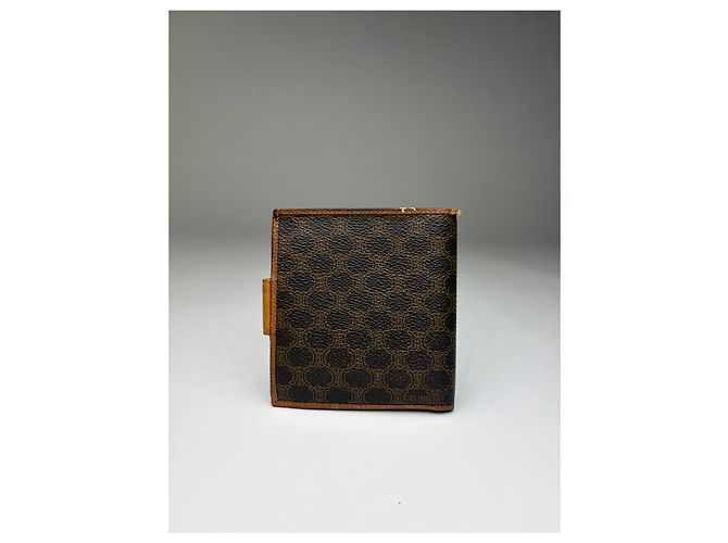 Edge Céline Vintage Celine Macadam Canvas Bifold Wallet Brown Tan - view 2