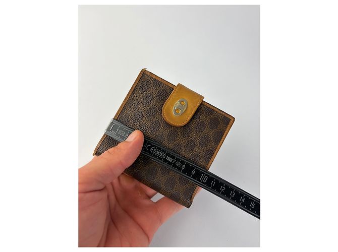 Edge Céline Vintage Celine Macadam Canvas Bifold Wallet Brown Tan - view 8