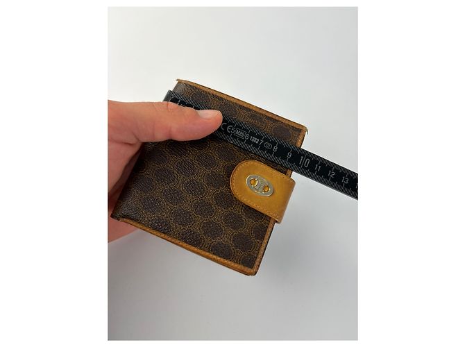 Edge Céline Vintage Celine Macadam Canvas Bifold Wallet Brown Tan - view 9