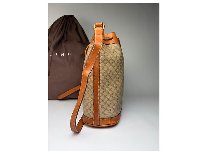 Triomphe Céline Vintage Celine Macadam Canvas Bucket Bag c. 1990 Beige Brown - Ansicht 10
