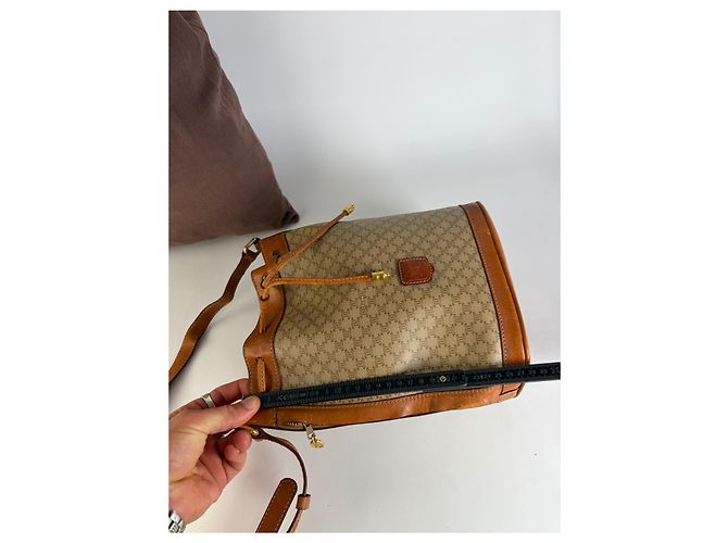 Triomphe Céline Vintage Celine Macadam Canvas Bucket Bag c. 1990 Beige Brown - Ansicht 12