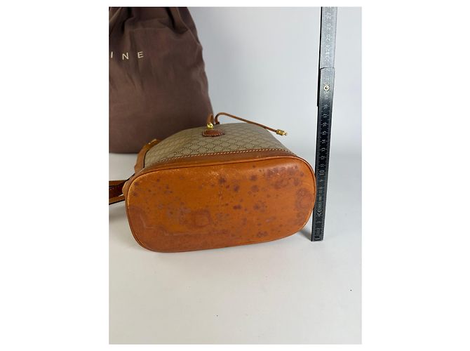 Triomphe Céline Vintage Celine Macadam Canvas Bucket Bag c. 1990 Beige Brown - Ansicht 13