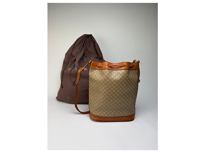 Triomphe Céline Vintage Celine Macadam Canvas Bucket Bag c. 1990 Beige Brown - Ansicht 2