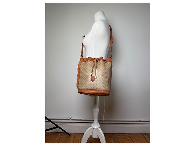 Triomphe Céline Vintage Celine Macadam Canvas Bucket Bag c. 1990 Beige Brown - Ansicht 4