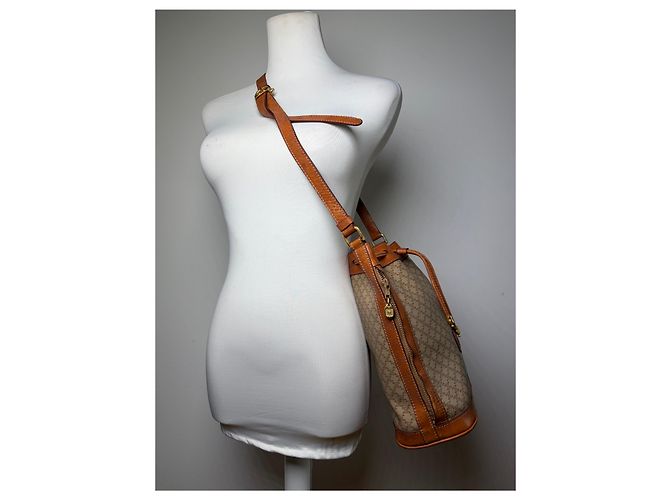 Triomphe Céline Vintage Celine Macadam Canvas Bucket Bag c. 1990 Beige Brown - Ansicht 7