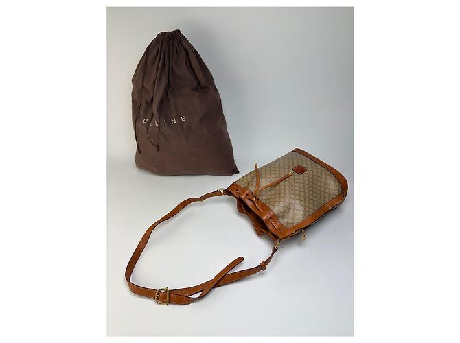 Triomphe Céline Vintage Celine Macadam Canvas Bucket Bag c. 1990 Beige Brown - Ansicht 9