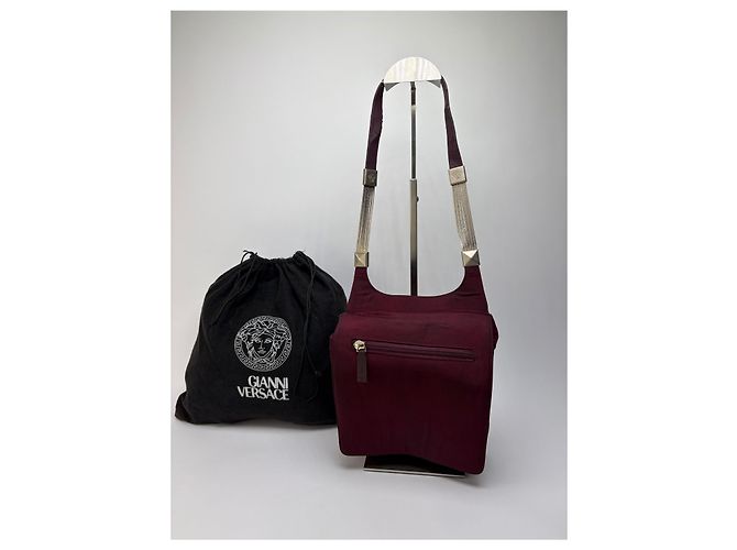 Vintage Gianni Versace strukturierte Satintasche Burgundy Bordeaux - Ansicht 12