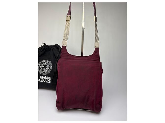 Vintage Gianni Versace strukturierte Satintasche Burgundy Bordeaux - Ansicht 13
