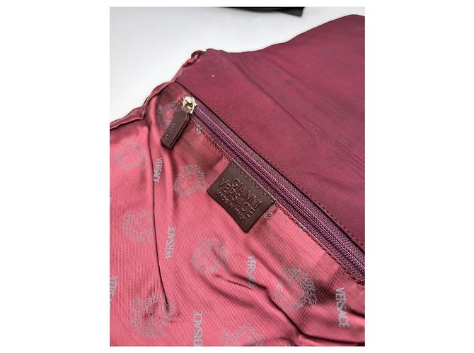Vintage Gianni Versace strukturierte Satintasche Burgundy Bordeaux - Ansicht 4