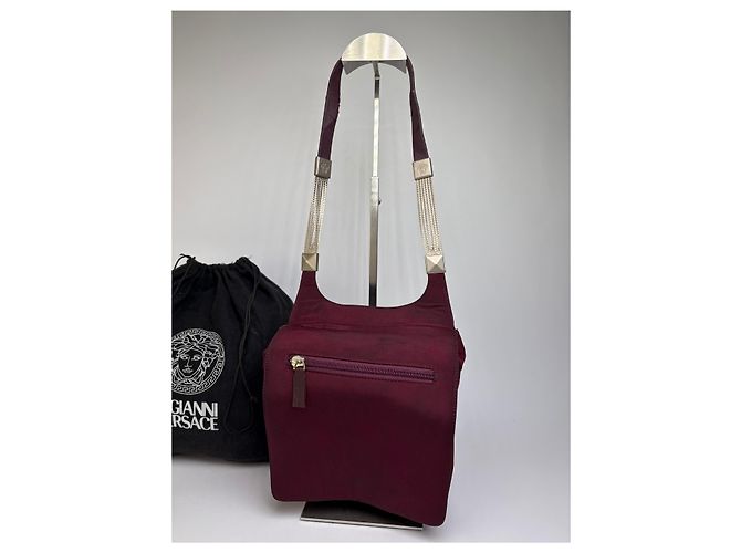Vintage Gianni Versace strukturierte Satintasche Burgundy Bordeaux - Ansicht 5