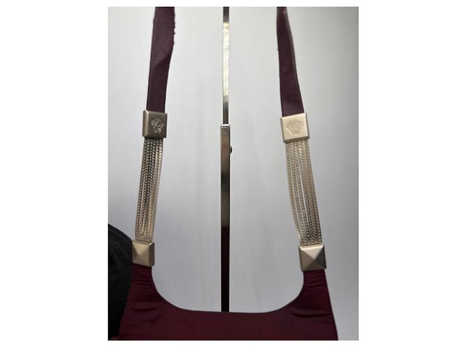 Vintage Gianni Versace strukturierte Satintasche Burgundy Bordeaux - Ansicht 7