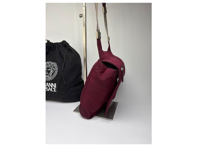 Vintage Gianni Versace strukturierte Satintasche Burgundy Bordeaux - Ansicht 8