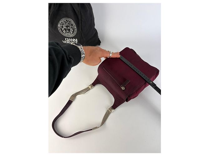 Vintage Gianni Versace strukturierte Satintasche Burgundy Bordeaux - Ansicht 9