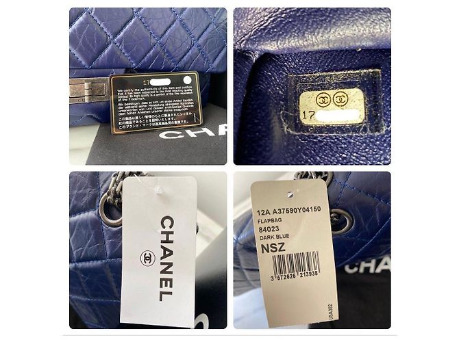 Mademoiselle Chanel 2.55 Reissue 227 Borsa a Patta Vitello Trapuntato Blu Navy Blu scuro - vista 11