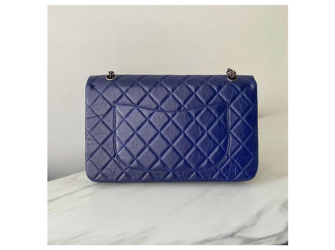 Mademoiselle Chanel 2.55 Reissue 227 Borsa a Patta Vitello Trapuntato Blu Navy Blu scuro - vista 2