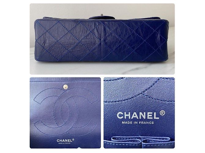 Mademoiselle Chanel 2.55 Reissue 227 Borsa a Patta Vitello Trapuntato Blu Navy Blu scuro - vista 5