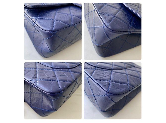 Mademoiselle Chanel 2.55 Reissue 227 Borsa a Patta Vitello Trapuntato Blu Navy Blu scuro - vista 6