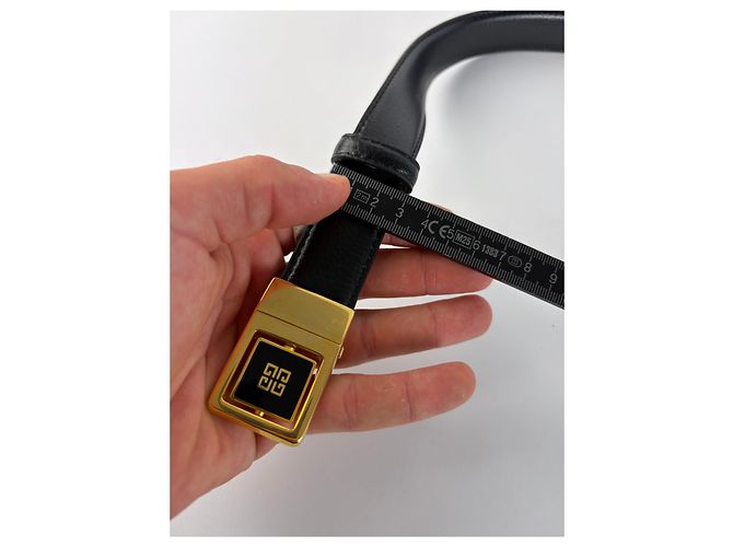 Cintura in pelle Vintage Givenchy Logo Nero Oro - vista 10