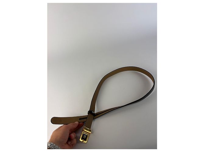 Cintura in pelle Vintage Givenchy Logo Nero Oro - vista 3