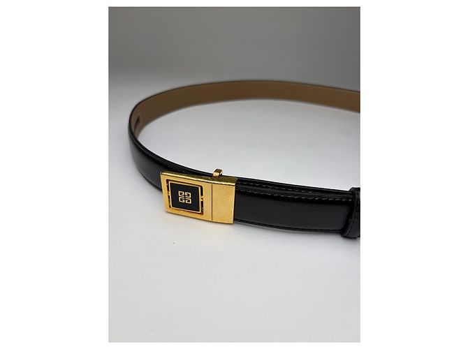 Cintura in pelle Vintage Givenchy Logo Nero Oro - vista 4