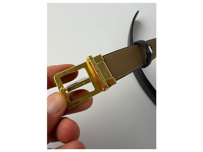 Cintura in pelle Vintage Givenchy Logo Nero Oro - vista 6