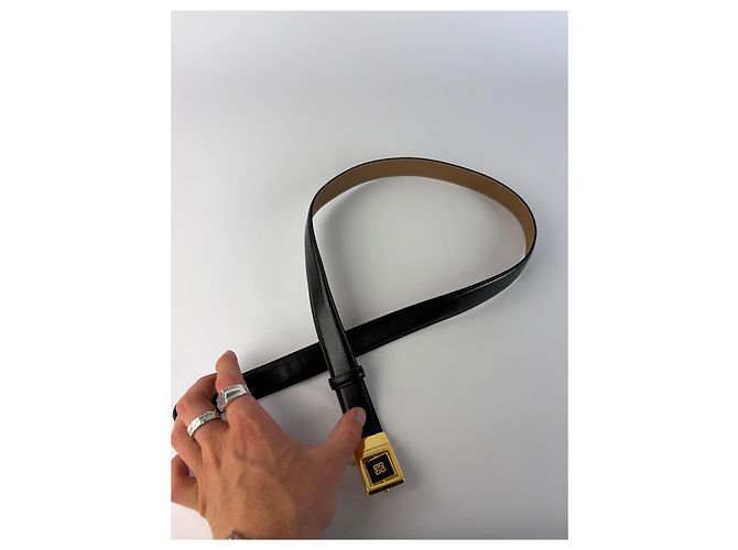 Cintura in pelle Vintage Givenchy Logo Nero Oro - vista 8