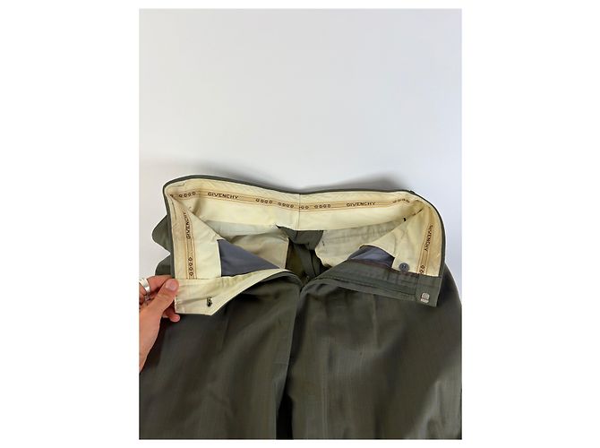 Vintage Givenchy Men's Wool Blend Suit Olive Green L - view 12