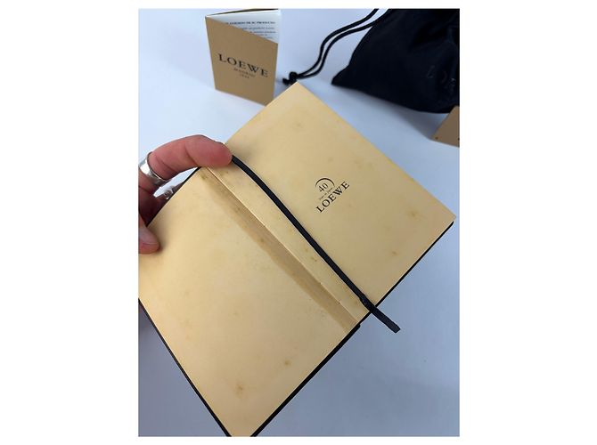 Vintage Loewe Vogue Calf Leather Notebook Black Beige - view 5