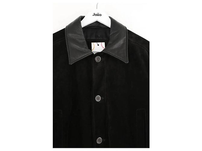 Autre Marque Abrigo Saint Laurent de cuero negro - vista 2
