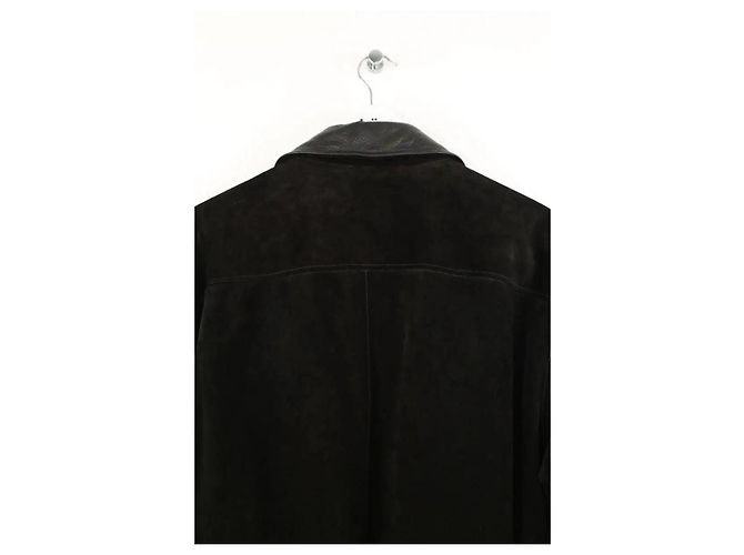 Autre Marque Abrigo Saint Laurent de cuero negro - vista 4