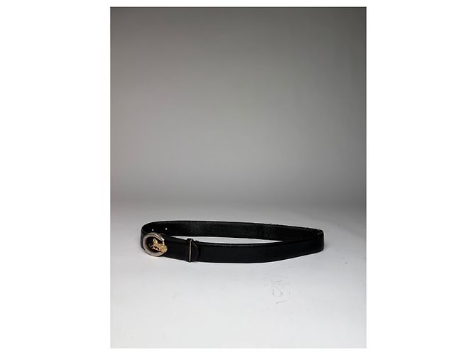 Edge Céline Vintage Celine Ledergürtel Schwarz Goldene Schnalle - Ansicht 8