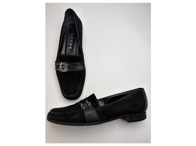 Vintage Loewe Suede Leather Loafers Schwarz EU37.5 - Ansicht 2