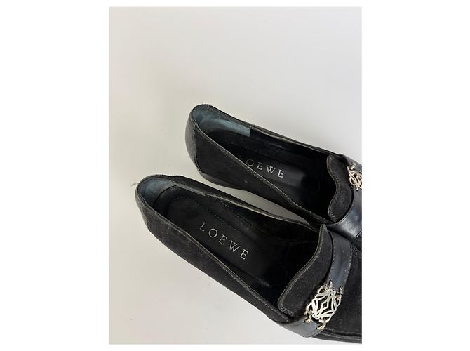 Vintage Loewe Suede Leather Loafers Schwarz EU37.5 - Ansicht 5