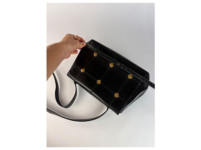Vintage Givenchy Antigona strukturierte Lederhandtasche mit oberem Griff Schwarz Gold - Ansicht 11