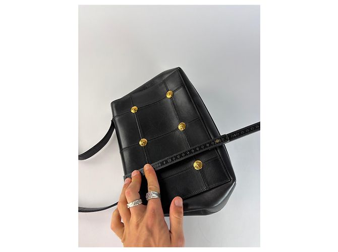 Vintage Givenchy Antigona strukturierte Lederhandtasche mit oberem Griff Schwarz Gold - Ansicht 12