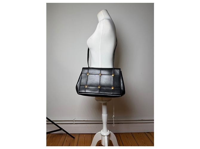 Vintage Givenchy Antigona strukturierte Lederhandtasche mit oberem Griff Schwarz Gold - Ansicht 7