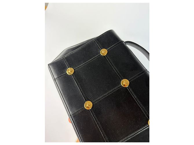 Vintage Givenchy Antigona strukturierte Lederhandtasche mit oberem Griff Schwarz Gold - Ansicht 8