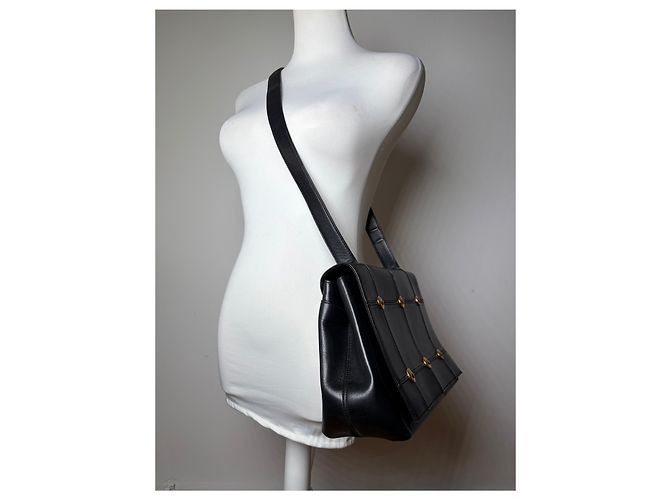Vintage Givenchy Antigona strukturierte Lederhandtasche mit oberem Griff Schwarz Gold - Ansicht 9