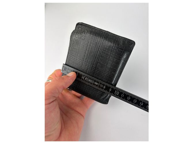 Vintage Loewe Bifold Portemonnaie aus geprägtem Leder Schwarz - Ansicht 10