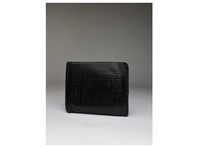Vintage Loewe Bifold Portemonnaie aus geprägtem Leder Schwarz - Ansicht 2