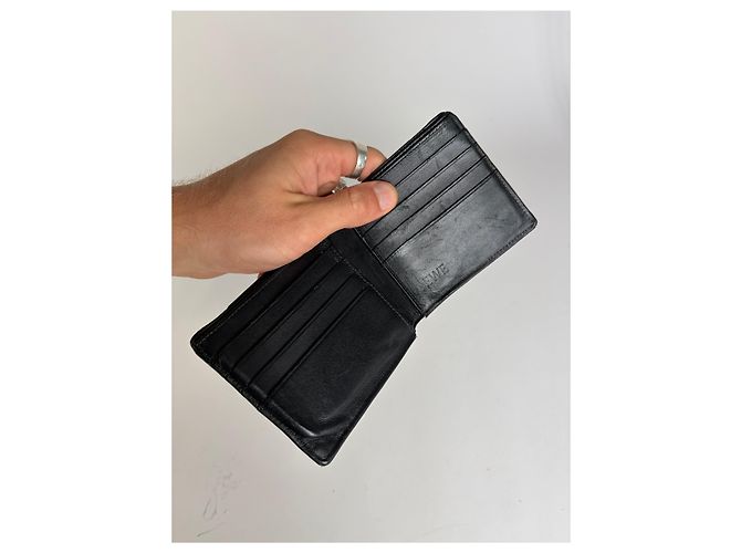 Vintage Loewe Bifold Portemonnaie aus geprägtem Leder Schwarz - Ansicht 4