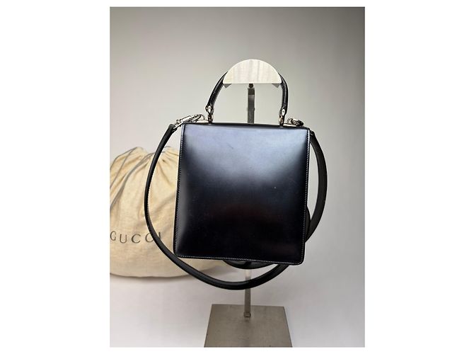 Horsebit 1955 Vintage Gucci Structured Leather Top-Handle Bag Black Silver - view 15