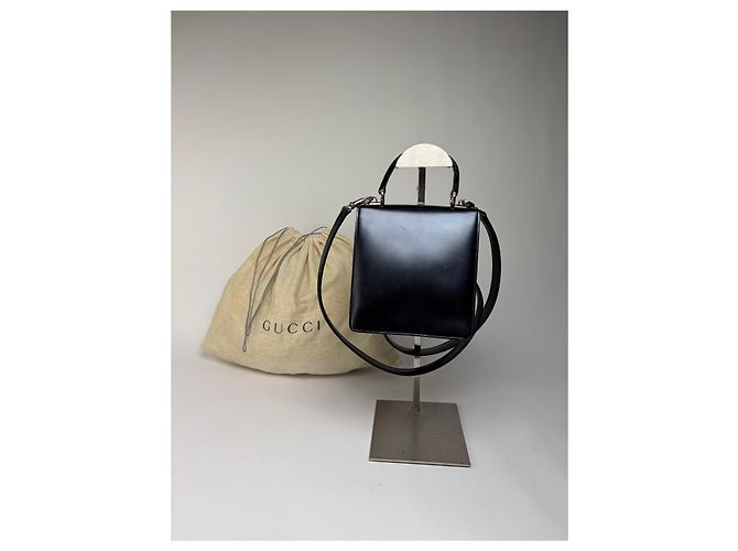 Horsebit 1955 Vintage Gucci Structured Leather Top-Handle Bag Black Silver - view 2