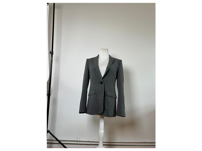Vintage Burberry Wool Blend Blazer Grey M - view 14