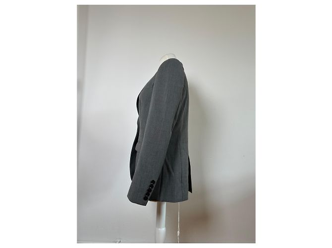 Vintage Burberry Wool Blend Blazer Grey M - view 2