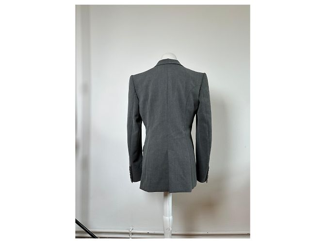 Vintage Burberry Wool Blend Blazer Grey M - view 3
