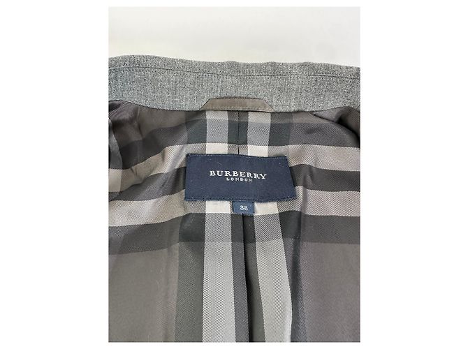 Vintage Burberry Wool Blend Blazer Grey M - view 4
