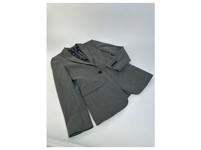 Vintage Burberry Wool Blend Blazer Grey M - view 5
